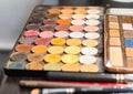 Set of decorative cosmetics, Eyeshadow Palette closeup Royalty Free Stock Photo