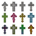 Set of decorative crosses. Royalty Free Stock Photo
