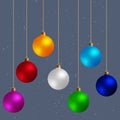 Set of Decorative Design Elements Christmas Balls Isolated on Gr Royalty Free Stock Photo