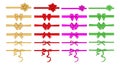 Set of decorative different color ribbon bows.
