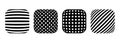 Set of Decorative Dotted rounded square shape with geometric pattern isolated