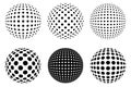 Set of Decorative Dotted spheres isolated. 3D style Abstract balls with circle patterns.
