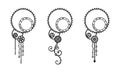 Set of decorative elements with clock-face, gears, cogwheels, curls and chains Royalty Free Stock Photo