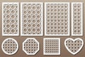 Set decorative elements for laser cutting. Geometric ornament pa Royalty Free Stock Photo