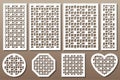 Set decorative elements for laser cutting. Geometric ornament pa Royalty Free Stock Photo