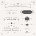 Classical elements. Set of decorative monograms and border. Royalty Free Stock Photo