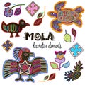 Set of Decorative Ethnic Elements. Mola Style Design.