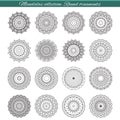 Set of decorative ethnic mandalas. Outline isolates ornament. Vector design with islam, indian, arabic motifs. Royalty Free Stock Photo