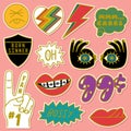 Set of Decorative Fashion Patches, Badges, or Pins