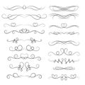 Set of decorative floral swirls elements, dividers, page decors. Royalty Free Stock Photo