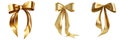 Set of decorative golden bow isolated on white background Royalty Free Stock Photo