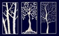 Set of Decorative laser cut panels with tree shapes Royalty Free Stock Photo