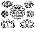 Set of decorative lotuses Royalty Free Stock Photo