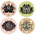 Set of decorative lotuses Royalty Free Stock Photo
