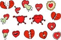 Set of decorative love hearts