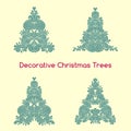 Set of decorative oriental stylized Christmas trees