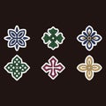 Set of Decorative Ornamental Vector Stickers Symbols and Patterns Royalty Free Stock Photo