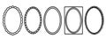 Set of decorative oval frames vector. Hand drawn Assorted oval frames set. Ellipse shapes. Vector graphic elements Royalty Free Stock Photo