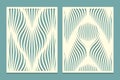 Set of decorative panels for cutting paper cards, design elements, scrapbooking and other. Geometric wavy line pattern. Laser cut