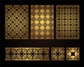 A set of decorative panels for laser cutting of wood. Pattern to create interior decorations, partitions, walls