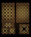 A set of decorative panels for laser cutting of wood. Pattern to create interior decorations, partitions, walls