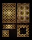 A set of decorative panels for laser cutting of wood. Pattern to create interior decorations, partitions, walls