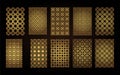 A set of decorative panels for laser cutting of wood. Pattern to create interior decorations, partitions, walls