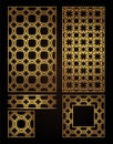 A set of decorative panels for laser cutting of wood. Pattern to create interior decorations, partitions, walls