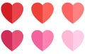 Set of decorative paper cut hearts. 3d design elements for Valentines holidays, wedding, birthday party. Vector illustration Royalty Free Stock Photo