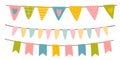 Set of decorative party string garland. Celebrate hanging colored flags for baby products, fabrics, packaging, covers Royalty Free Stock Photo
