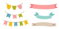 Set of decorative party string garland. Celebrate hanging colored flags, ribbons for baby products, fabrics, packaging Royalty Free Stock Photo