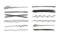 Set of decorative scribble lines in pen, pencil underline, vector doodle hand drawn design elements isolated on white