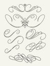 Set of decorative swirls elements, dividers, page decors. Royalty Free Stock Photo