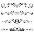 Set of decorative swirls elements, dividers, page decors. Royalty Free Stock Photo