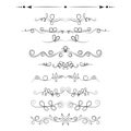 Set of decorative swirls elements, dividers, page decors. Royalty Free Stock Photo