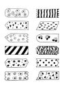 Set of decorative tape, washi tapes, sticky tapes. Set of pieces of paper isolated on a white background. Vector Royalty Free Stock Photo