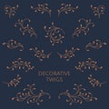 Set of decorative twigs. Floral ornament.