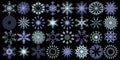 Set of decorative vector snowflakes for the design of New Year and Christmas cards, wrapping paper, winter holiday Royalty Free Stock Photo