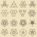 Set of decorative vintage elements. For business cards, posters, logos, postcards, design.