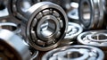 Set of deep groove ball and roller bearings on a gray background with soft focus. Neural network ai generated Royalty Free Stock Photo