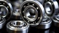 Set of deep groove ball and roller bearings on a gray background with soft focus. Neural network ai generated Royalty Free Stock Photo