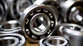 Set of deep groove ball and roller bearings on a gray background with soft focus. Neural network ai generated Royalty Free Stock Photo