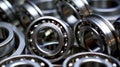Set of deep groove ball and roller bearings on a gray background with soft focus. Neural network ai generated Royalty Free Stock Photo