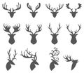 Set of a deer head silhouette on white background Royalty Free Stock Photo