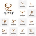 Set of Deer Hunt Logo template, Elegant Deer Head logo designs vector