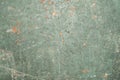 Set of defects and cracks on an old painted surface, green texture of an ancient painted wood, abstract background Royalty Free Stock Photo