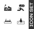 Set Deforestation, Earthquake, Oil tanker ship and Barrel oil leak icon. Vector