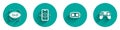 Set 360 degree view, 3d modeling, Virtual reality glasses and Gamepad icon with long shadow. Vector