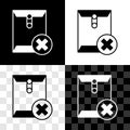 Set Delete envelope icon isolated on black and white, transparent background. Delete or error letter. Cross on message Royalty Free Stock Photo