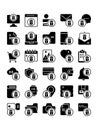 set of delete remove solid glyph icon